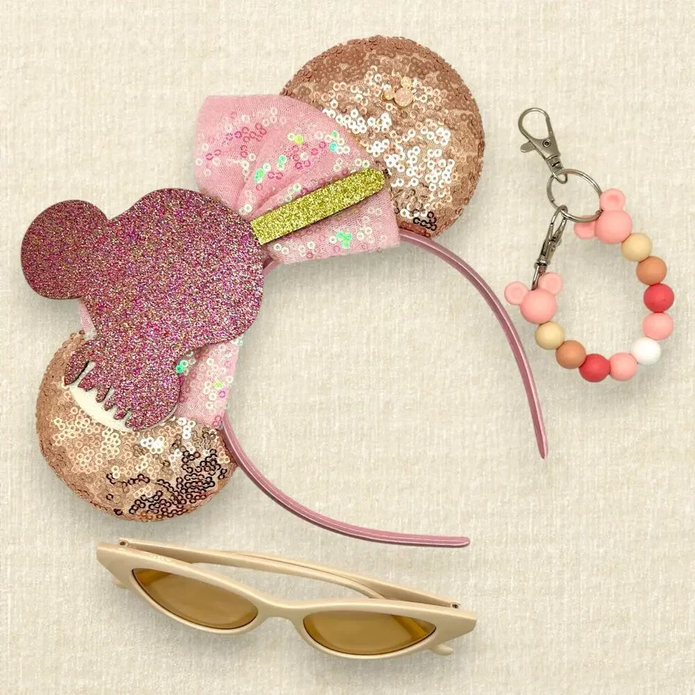 Rose Gold Sequin Mickey Ice Cream Bar Minnie Ears | Disney-Inspired Mouse Ears